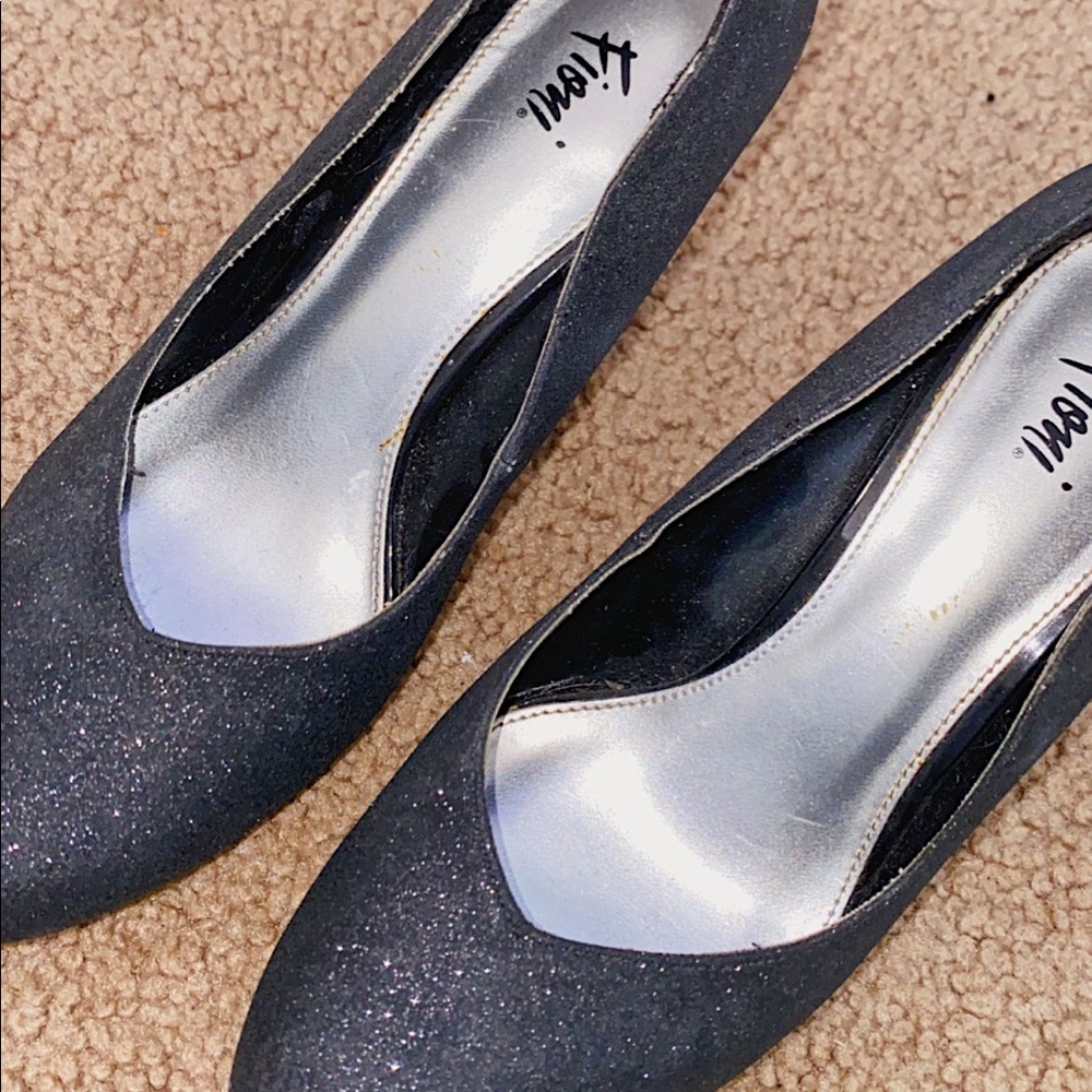 black glitter heels